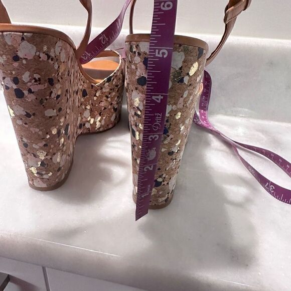 Tory Burch Solana Women's Ankle Buckle Strap Confetti Cork Platform Wedge Size 7 - Picture 6 of 6